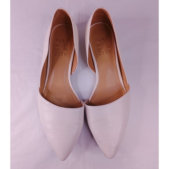 Naturalizer Shoes - Naturalizer Tamara Womens Flats Size 6 Ivory Croc Leather Pointed Toe Slip On